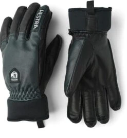 HESTRA ARMY LEATHER WOOL TERRY Grey Black