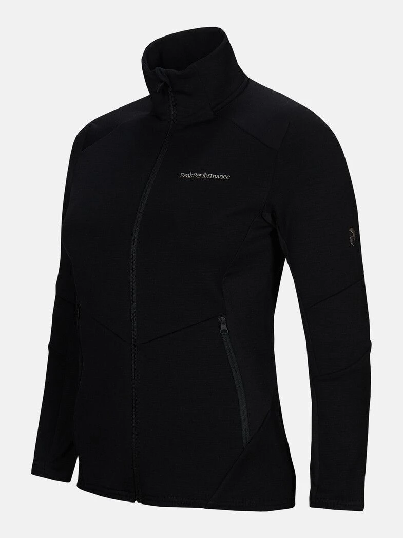 PEAK PERFORMANCE WOMEN'S VERTICAL MID ZIP JACKET Black 2 PEAK PERFORMANCE WOMEN'S VERTICAL MID ZIP JACKET Black - Afbeelding 2