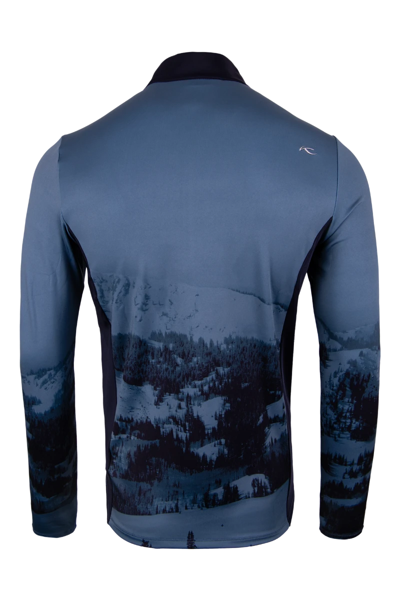 KJUS MEN'S REVEL PRINTED MIDLAYER HALF-ZIP Steel Blue/Deep Space 2 KJUS MEN'S REVEL PRINTED MIDLAYER HALF-ZIP Steel Blue/Deep Space - Afbeelding 2