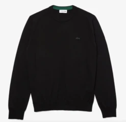 LACOSTE TRUI HEREN RONDE HALS MERINOWOL Zwart