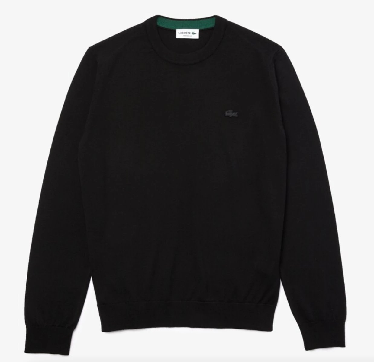 LACOSTE TRUI HEREN RONDE HALS MERINOWOL Zwart