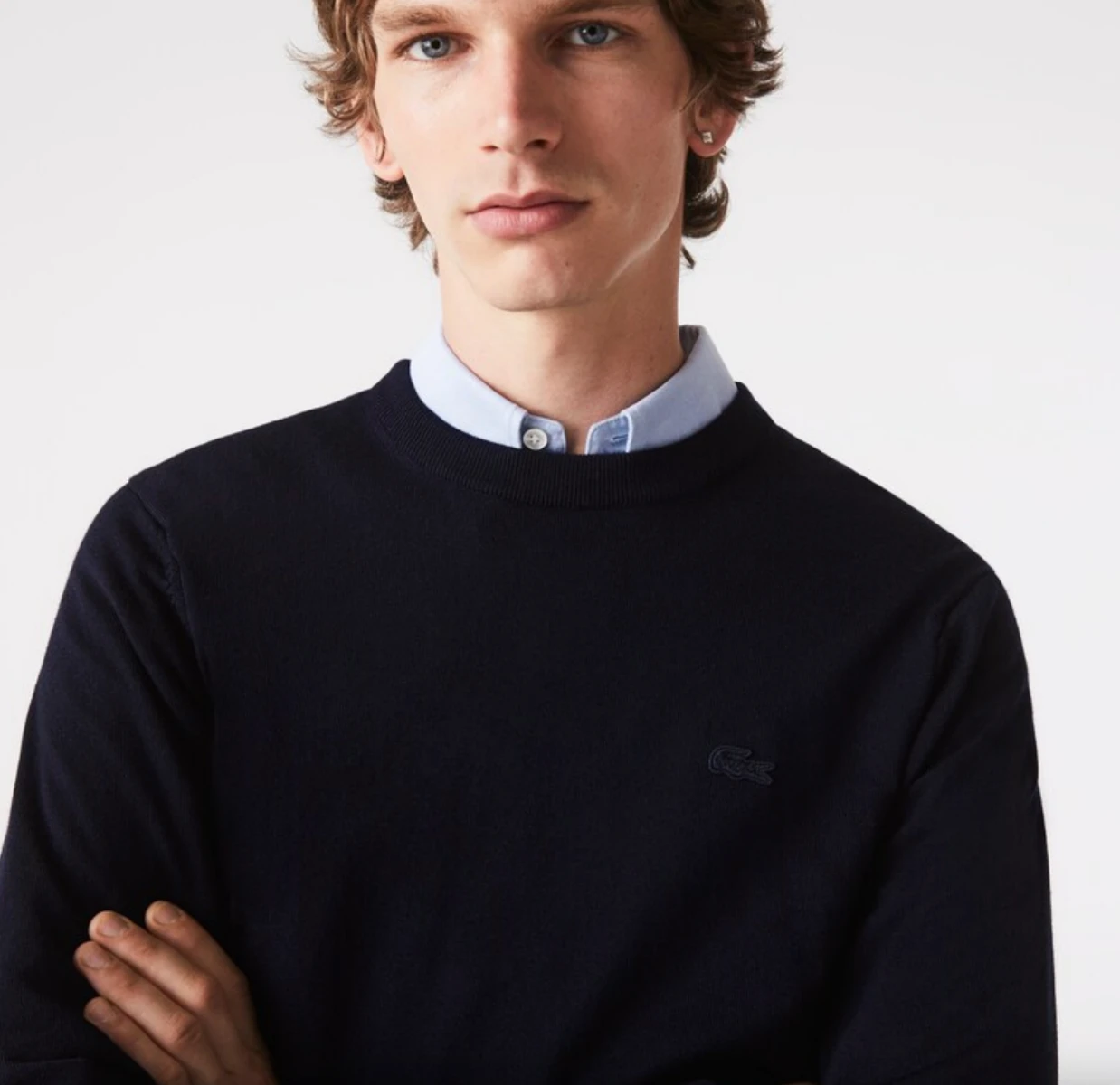 LACOSTE TRUI HEREN RONDE HALS MERINOWOL Navy Blauw 3 LACOSTE TRUI HEREN RONDE HALS MERINOWOL Navy Blauw - Afbeelding 3